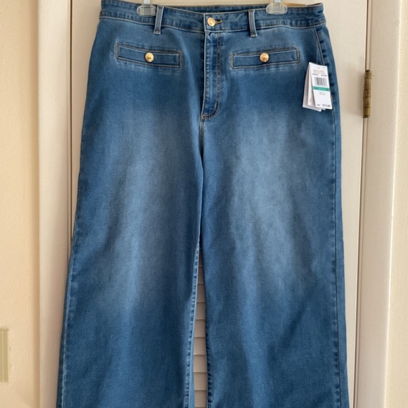 NWT Michael Kors Selma Crop Wide Legs Woman Jeans Size US 16 - Picture 1 of 9